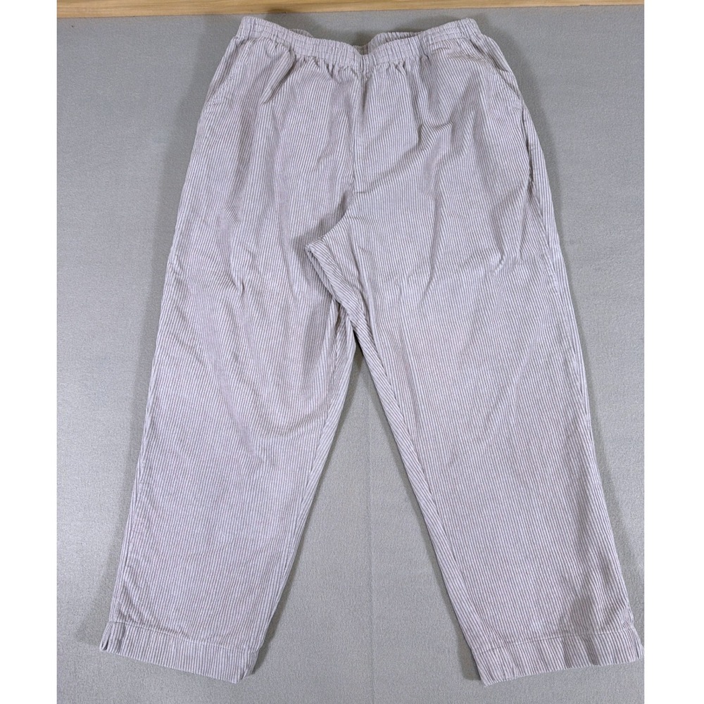 Womens Cotton Corduroy Elastic Waist Petite Medium Pants Grey Straight Leg